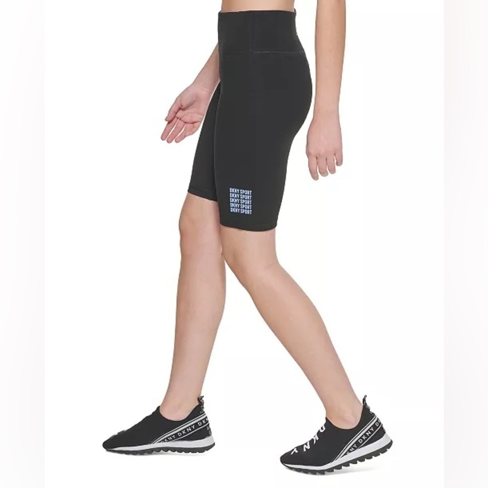 DKNY SPORT Black Women's Mini Repeat Logo High Waist Bike Shorts | NEW/NWT!!🖤💜